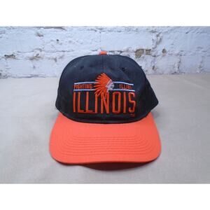 Vintage 90s University of Illinois Fighting Illini Snapback Hat Cap Wool